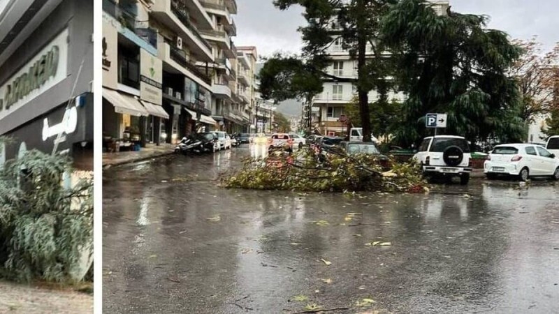 Εικόνες βγαλμένες από ταινία: Ανεμοστρόβιλος σάρωσε στου Ζωγράφου – Έπεσε κολώνα