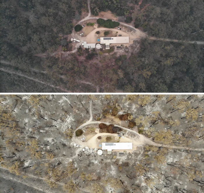 2 Hours Before vs. 3 Days After. This Is The Devastation Left By The Fires In Sarsfield, Victoria. Still Can’t Believe The House Still Stands