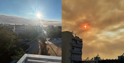 Μαύρισε ο ουρανός της Αττικής: Εικόνες κόλασης από την μεγάλη φωτιά σκέπασαν τον ουρανό